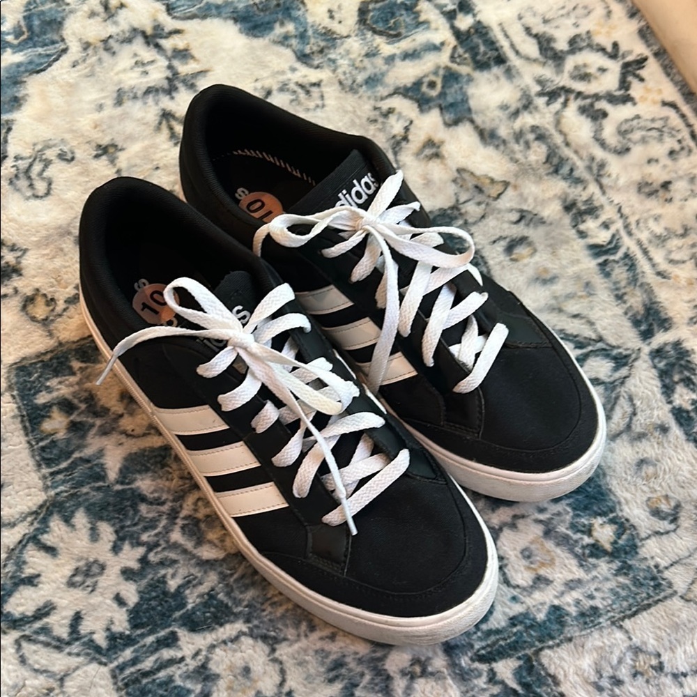 Adidas Canvas Neo Black and White Mens Sneakers Size 10 - Picture 4 of 7